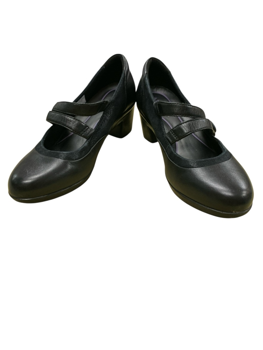 Aravon Black Mary Jane Block Heel Pumps S8